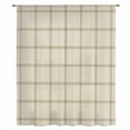 thumbnail image 2 of Beige Plaid Sheer Curtains 96 Inches Long, Vintage Grid Stripe Minimalist Art Linen Light Filering Curtains, Privacy Drapes Simi Floor to Veiling Curtain for Living Room Bedroom Window Treatment, 2 of 9