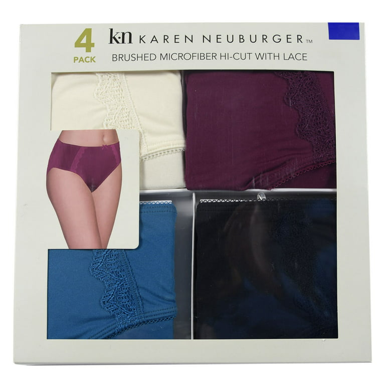 KAREN NEUBURGER Womens Ladies Hi-Cut Underwear With Lace Various Colors  4-Pack 