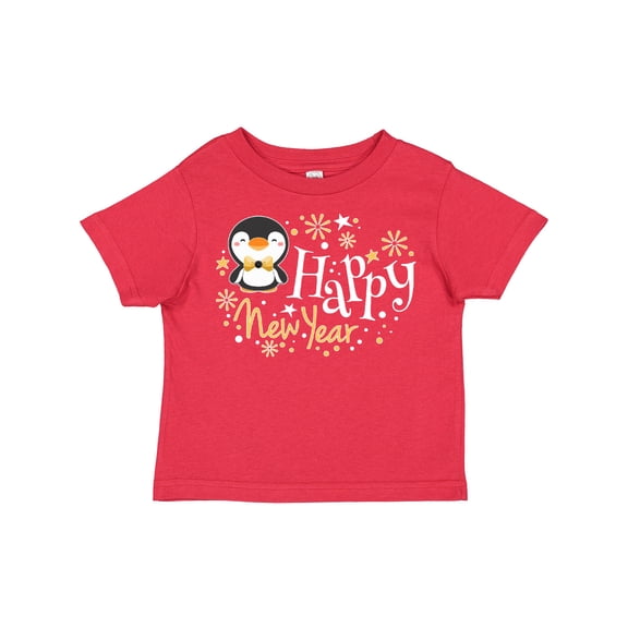 Inktastic Happy New Year with Cute Penguin Boys or Girls Toddler T-Shirt