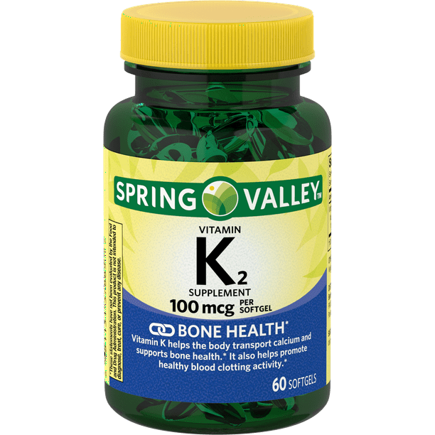 Spring Valley Vitamin K2 Softgels, 100 mcg, 60 Count
