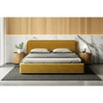 thumbnail image 4 of Omax Decor Upholstered Platform King Bed in Mustard Boucle Fabric, 4 of 8