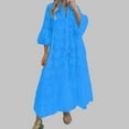 thumbnail image 2 of Cathalem Plus Size Long Sleeve Dress for Women swing Beach Sundresses Casual Dresses for Women Plus Size(Blue,XXL), 2 of 4