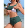 thumbnail image 4 of Womens Bikini Sets Built in Bra Adjustable Spaghetti Swinsuits High Waisted Ruffled Two Piece Swimsuits with Side Pockets, 4 of 8