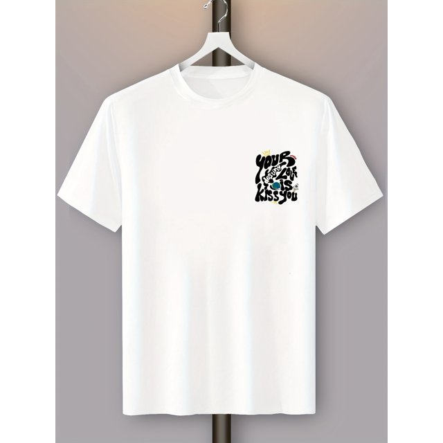Men'S Cartoon Letter Fun Graphic Print T-Shirt top, Men's Comfy T-shirt, Crew Neck, Short Sleeves, Graphic Tee Men's Summer Outdoor Clothes, Men's Clothing, Tops For Men, Casual Sporty Tee
