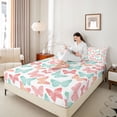 thumbnail image 4 of Homewish Colorful Butterflies 4 Pieces Queen Sheet Sets For Children Kids Teens,Dreamy Princess Ultra Soft Flat Sheet,Pink Teal Queen Fitted Sheet,Luxury Bedroom Decor, 4 of 7