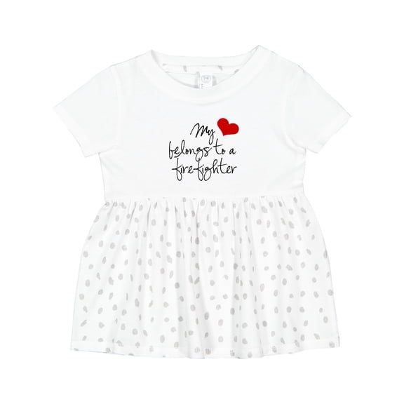 Inktastic My Heart Belongs Firefighter Girls Baby Dress