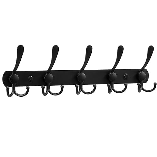 Wall Mount Coat Hook,Metal Coat Hanger for Hanging Clothes,Black Wall Coat Hooks for Bedroom,Kitchen,Bathroom,Black