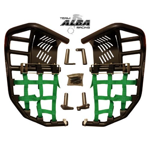 Compatible with Yamaha Raptor 700, Raptor 700R Propeg Nerf Bars Black Bars w/Green Nets.
