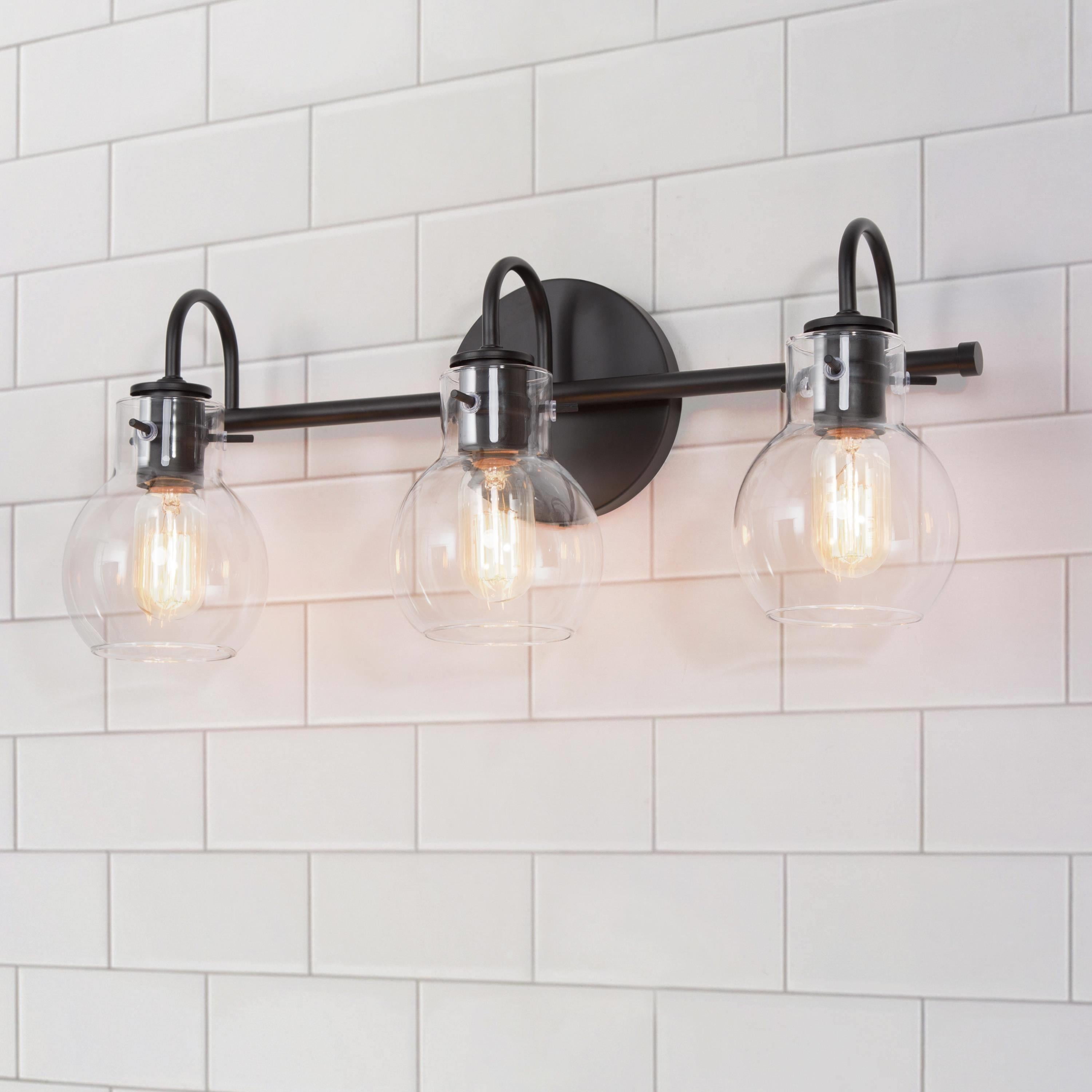 LNC 3-Light 22''L Black Glass Modern Bathroom Vanity Lights - Walmart.com