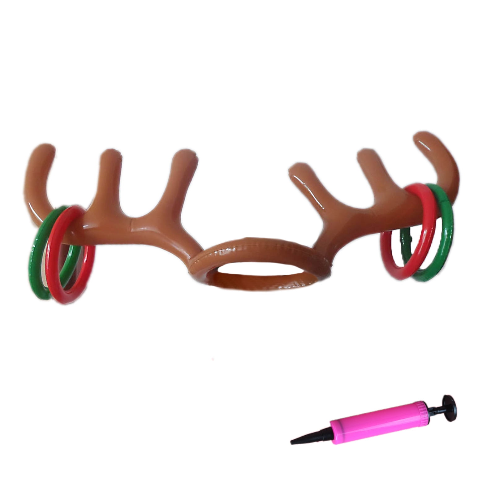 COSORO 2Pcs Christmas Party Inflatable Reindeer Antler Hat Ring Toss Game with Rings for Family Kids Office Xmas Holiday Party Fun Games