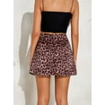thumbnail image 2 of Women's Leopard Print High Waist Layer Satin Short Skirt, Pink - Leopard, M, 2 of 5