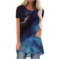 thumbnail image 2 of Hauts d'Été Grande Taille pour Femmes Mode Décontractée Col Rond Manches Courtes Imprimé Blouse T-shirt Col en V Femmes en Solde, 2 of 8