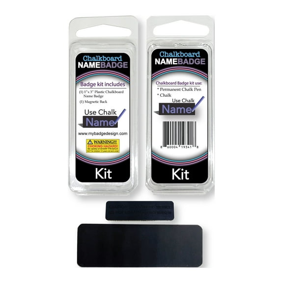 My Badge Design, 1" x 3" Chalkboard Name Badge Kit with Magnetic Back, 1 Qty