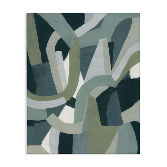 Stupell Industries Mid-Century Abstract Jigsaw Shapes Layered Green Limestone Canvas Art, 16 x 20, by June Erica Vess