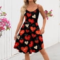thumbnail image 4 of Valentines Day Cocktail Women's Dress Vintage Sleeveless Heart Print Swing A Line Dress Vermilion M, 4 of 4
