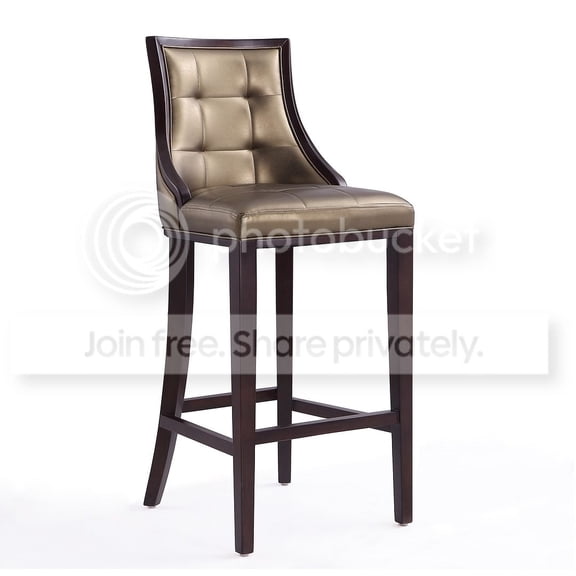 Manhattan Comfort Fifth 31.5" Faux Leather Barstool in Bronze/Walnut