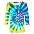thumbnail image 5 of CYMMPU T-Shirts 3/4 Sleeve Tie Dye Blouses for Women Dressy Casual Summer Fashion Shirts Round Neck Spring Tops Loose Fit Ombre T-Shirts Multicolor XXXL, 5 of 5