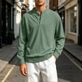 thumbnail image 5 of Daiosportswear Men's Casual Henley Shirts Collarless Roll-Up Long Sleeve Button Down Waffle T Shirt Green XXXL, 5 of 7