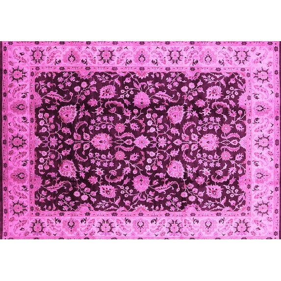 Ahgly Company Indoor Rectangle Oriental Pink Industrial Area Rugs, 2' x 4'