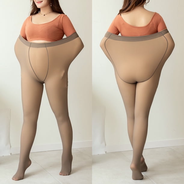 Talla grande Pantimedias Térmicas Forradas Gruesas Translúcidas De Lana Polainas Cálidas De Invierno Super Elástico Delgadopangjing