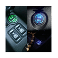 thumbnail image 3 of Cargador Iluminado Dual Usb Salida 12v 2.1a  para Coche Moto 2 Piezas Negro Azul, 3 of 5