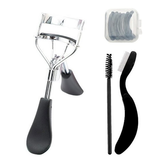 Eyelash Curler Kit Eyelash Comb Seperator, Eyebrow Brush Curved Lashes Curler Silicone Refill Pads Eye Makeup Tool Set