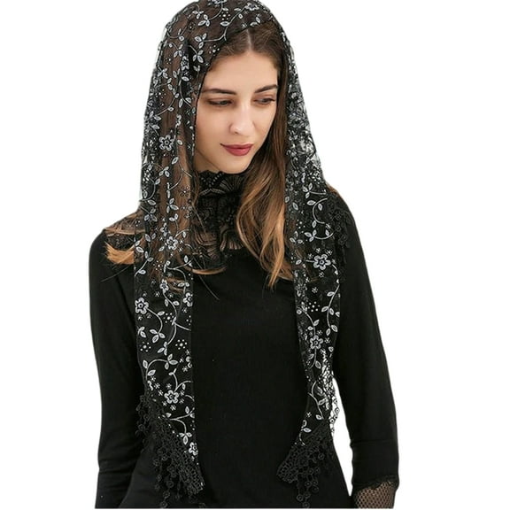 Elegant Lace Flower Headcovers Head Scarf Bandanas Shawl for Various Occasion