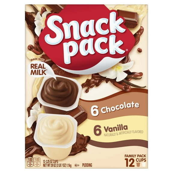 Snack Pack Pudding Vanilla Chocolate Family Pack 12 ct