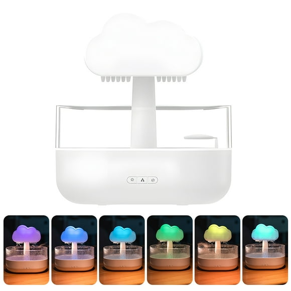 Rain Cloud Humidifier Water Drip 7 Changing Colors LED Light Auto Shut-Off 2 Modes 200ml Aromatherapy Essential Oils Diffuser Cloud Humidifier Rain Drop for Sleeping Relaxing Mood
