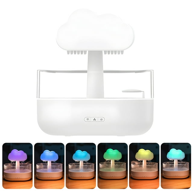Rain Cloud Humidifier Water Drip 7 Changing Colors LED Light Auto Shut-Off 2 Modes 200ml Aromatherapy Essential Oils Diffuser Cloud Humidifier Rain Drop for Sleeping Relaxing Mood