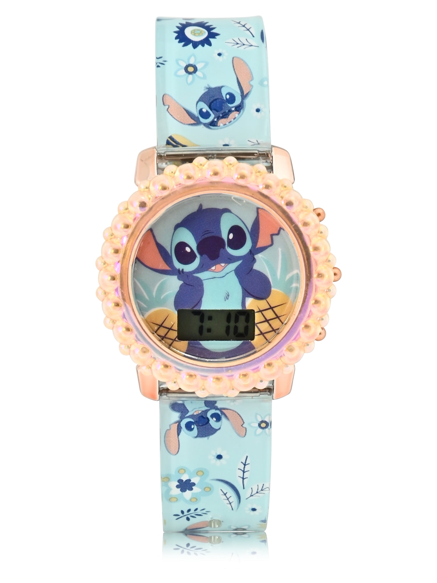 LAS4079WM Stitch Kids Molded Case Flashing Lights LCD Watch with Printed Strap