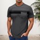 thumbnail image 2 of Camiseta de manga corta con cuello redondo y estampado a rayas para hombre, gráficos en 3D, poliéster y spandex, ropa informal para el día a día, tallas S-XXXL, 2 of 7