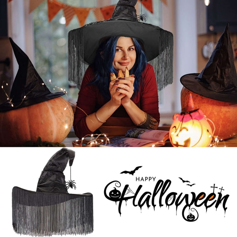 Deago Halloween Witch Hats with Tassel Veils Black Large  display picture 2