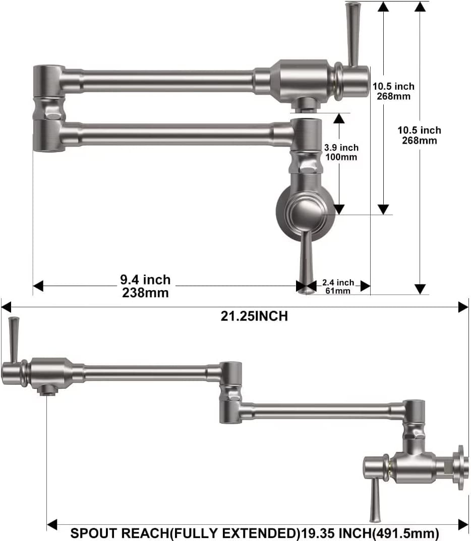 IMLEZON Stainless Steel Pot Filler Faucet Commercial Wall Mount Kitchen
