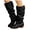 Black, variant on Women's Slouchy Knee High Boots Wide Calf Low Heel Knee Length Riding Combat Booties