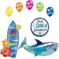 thumbnail image 1 of Beach Luau Party Supplies Shark and Surfboard Balloon Bouquet Decorations, 1 of 4