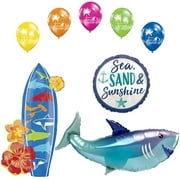 Beach Luau Party Supplies Shark and Surfboard Balloon Bouquet Decorations