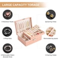 thumbnail image 5 of Gogcaro Large Jewelry Box Organizer for Women Girls, 2 Layer Jewelry Storage Case, PU Leather Display Jewellery Holder With Removable Tray for Necklace Earrings Rings Bracelets (Pink), 5 of 7