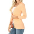 thumbnail image 3 of Zenana Women's Front V-Neck Classic Thin Snap Button Down 3/4 Sleeve Ribbed Knit Cardigan, 3 of 4
