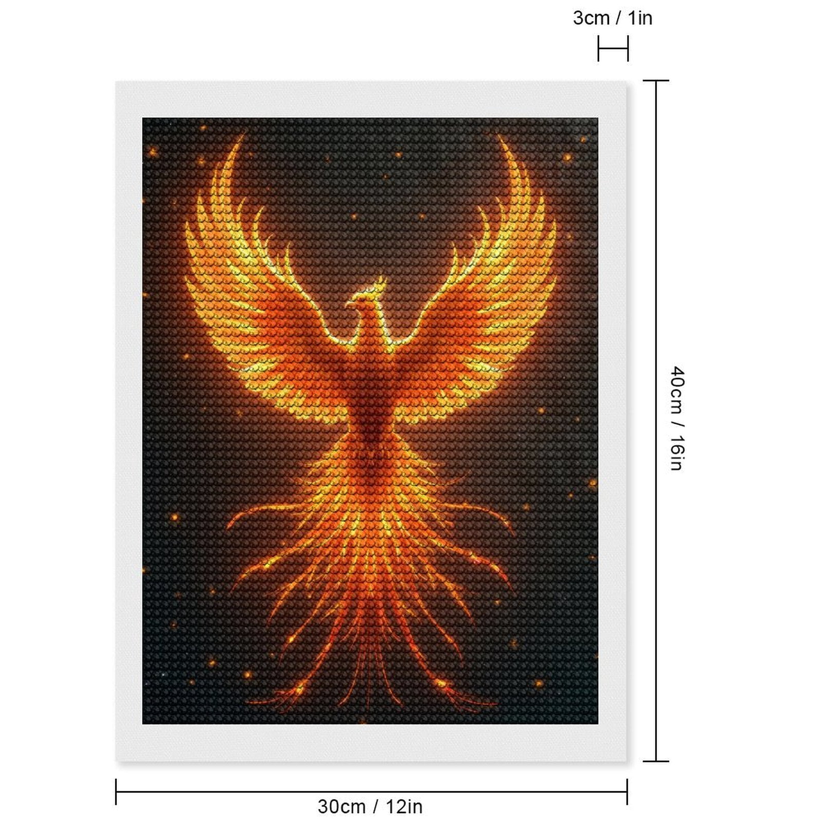 Diamond Art Kits for Adults, Phoenix Fire Bird Mythical Wings 5D Diamond Painting Kits for Adults Beginners, DIY Full Drill Diamond Painting, Gem Art and Crafts 12x16