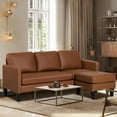 thumbnail image 6 of Haverchair L Shaped Leather Sectional Sofa with Chaise for Small Space,Living Rooms Convertible Couch,Modern Modular Furniture Sets Suitable for Home,Apartments,Dorm,Bonus Room,Brown Leather, 6 of 7