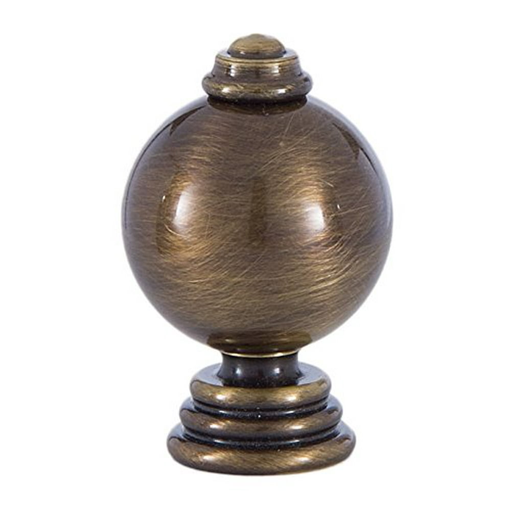 Light Antique Brass Finish Round Lamp Finial, Antique Brass Finish By B