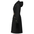 thumbnail image 4 of Chrisuno Mid Length Trench Coat Women Spring Double Breasted Duster Slim Full Maxi Long Overcoat Black S, 4 of 5