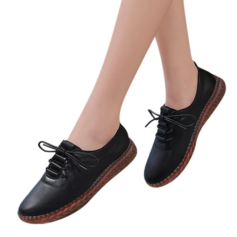 KI-8jcuD Shoe Stretcher Women Wide Feet Size 10 Ladies Fashion Solid Color  Leather Lace Breathable Shallow Flat Casual Shoes Women'S Shoes For Summer