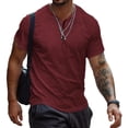 thumbnail image 2 of Men T Shirt Casual Top Solid Button Short Sleeve Tee Summer Streetwear Pullover, 2 of 11