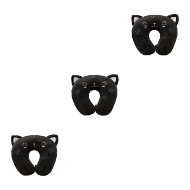 Bewildely Almohadas en forma de U Sleep Experience Comfort Anywhere Go Almohadas de aplicación amplia para viajes gato negro 26 * 30 cm Type1 NO1
