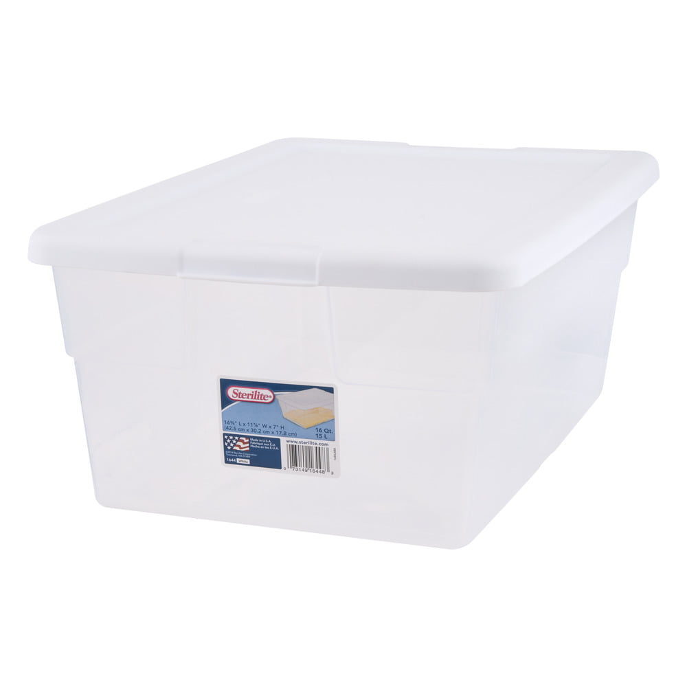6099337 STORAGE BOX 16QT CLEAR Sterilite Stackable Storage Box (Pack of 12) - 1