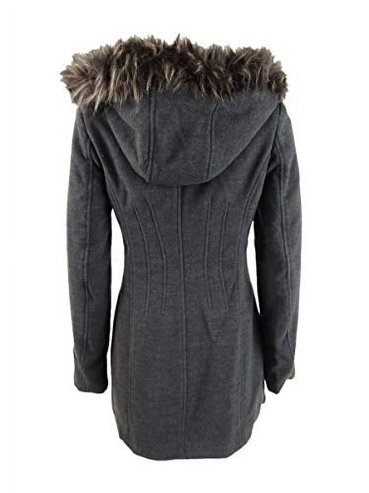 Maralyn & Me Juniors' Faux-Fur-Trim Hooded Coat Gray Size Medium - image 2 of 2