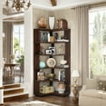 thumbnail image 5 of Homieasy 6-Tier Corner Bookshelf - L-Shaped Etagere Shelf with Baffles, Freestanding Storage for Living Room, Office, Bedroom,Black Walnut, 5 of 7
