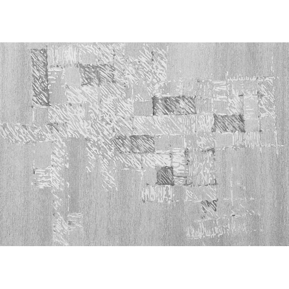 Ahgly Company Indoor Rectangle Abstract Gray Contemporary Area Rugs, 2' x 3'